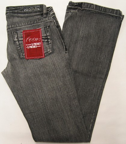 Foxy 5 pocket jeans, Foxy stretch five pocket jeans, Foxy low rise, boot cut jeans, 5 pocket stretch charcoal jeans, Hamper's Jeans Toronto Ontario.