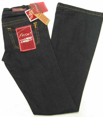 Foxy 5 pocket stretch jeans, Foxy five pocket low rise, stretch, boot cut dark indigo rinse wash jeans, Hamper's Jeans Toronto Ontario.