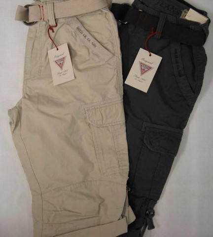 Guess Cargo Shorts, Men's Guess Cargo Shorts, Canvas White and Grey Cargo Pocket shorts denim jeans, Hamper's Jeans Toronto Ontario.