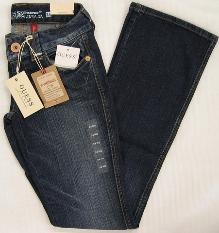 Guess SweetHeart denim jeans, Guess Ladies stretch Sweetheart denim jeans, slim fit, flare leg, Hamper's Jeans Toronto Ontario.