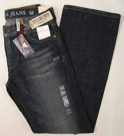 Guess Desmond denim jeans, Men's Guess Desmond relaxed fit, low rise, straight leg dark denim jeans, Hamper's Jeans Toronto Ontario.