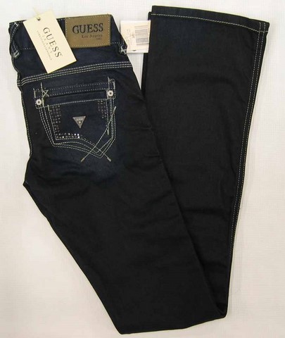 Guess Daredevil denim jeans, ladies Guess Daredevil stretch, slim fit, low rise, boot cut dark denim jeans, Hamper's Jeans Toronto Ontario.