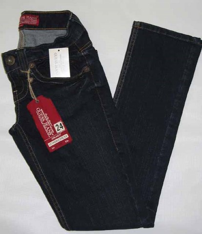 Guess Ladies dark blue stretch jeans, Guess ladies dark blue stretch, low rise, skinny leg denim jeans, Hamper's Jeans Toronto Ontario.