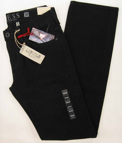 Guess Lincoln denim jeans, Men's Guess Lincoln slim fit, low rise, straight leg black denim jeans, Hamper's Jeans Toronto Ontario.