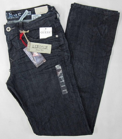 Guess Lincoln denim jeans, Men's Guess Lincoln slim fit, low rise, straight leg dark denim jeans, Hamper's Jeans Toronto Ontario.