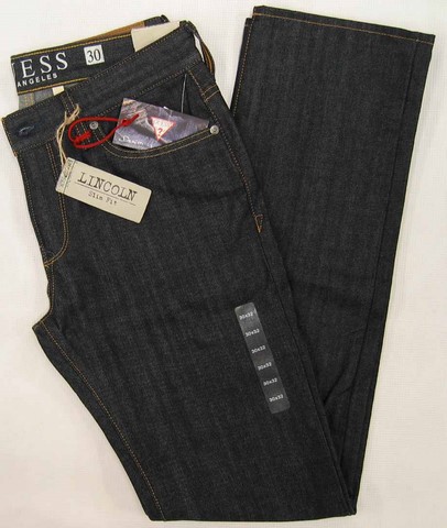 Guess Lincoln denim jeans, Men's Guess Lincoln slim fit, low rise, straight leg indigo jeans, Hamper's Jeans Toronto Ontario.