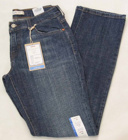 Levi's 505-00340 denim jeans, Ladies Levi's 505-00340 stretch regular fit, straight leg stone wash blue denim jeans, Hampers Jeans Toronto Ontario.