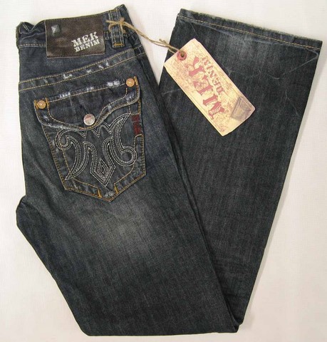 Mek Mazatlan denim jeans, Men's Mek Mazatlan relaxed fit, boot cut, logo flap back pockets denim jeans, Hamper's Jeans Toronto Ontario.