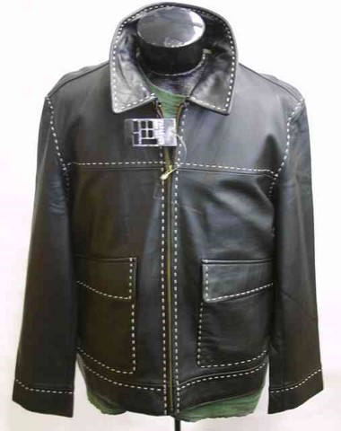 Parasuco leather jacket, Parasuco black leather jacket with Parasuco logo on back, Hamper's Jeans Toronto Ontario.