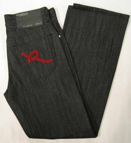 Rocawear R0009J10 Basic R denim jeans, Rocawear R0009J10 basic 5 pocket jean, loose fit straight leg, black denim jeans, Hamper's Jeans Toronto Ontario.