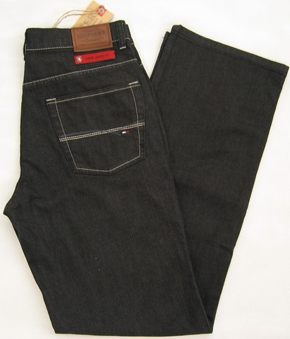 Tommy Hilfiger New Jake denim jeans, Tommy Hilfiger men's New Jake, regular rise, wide straight leg, black denim jeans, Hamper's Jeans Toronto Ontario.