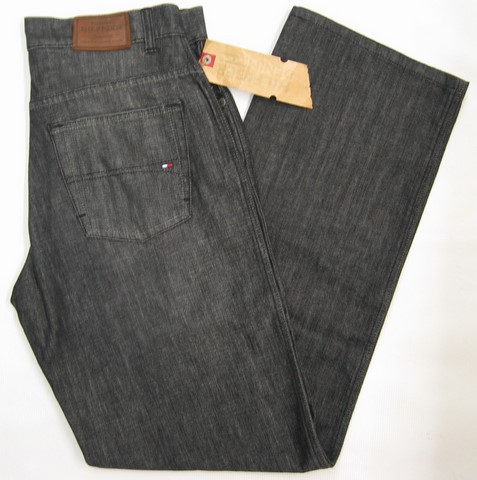 Tommy Hilfiger Jake jeans, Tommy Hilfiger Jake, regular rise, wide straight leg, black sand blasted jeans, Hamper's Jeans Toronto Ontario.