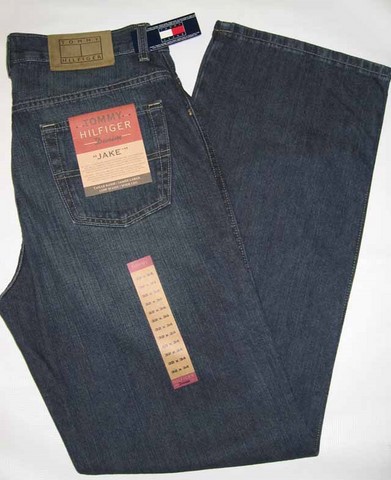 Tommy Hilfiger Jake blue jeans, Tommy Hilfiger Jake, regular rise, wide straight leg, rustic dark blue jeans, Hamper's Jeans Toronto Ontario.