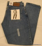 Calvin Klein natural waist, relaxed fit, straight leg Indigo light sand blast jeans.