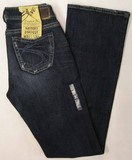 Silver Natsuki denim jeans, Ladies Silver Natsuki stretch, mid rise, boot cut dark blue denim jeans, Hamper's Jeans Toronto Ontario.